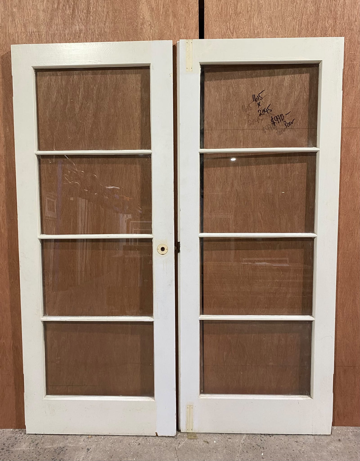 Pair of Western Red Cedar French Doors with horizontal glazing bars