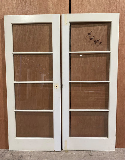Pair of Western Red Cedar French Doors with horizontal glazing bars