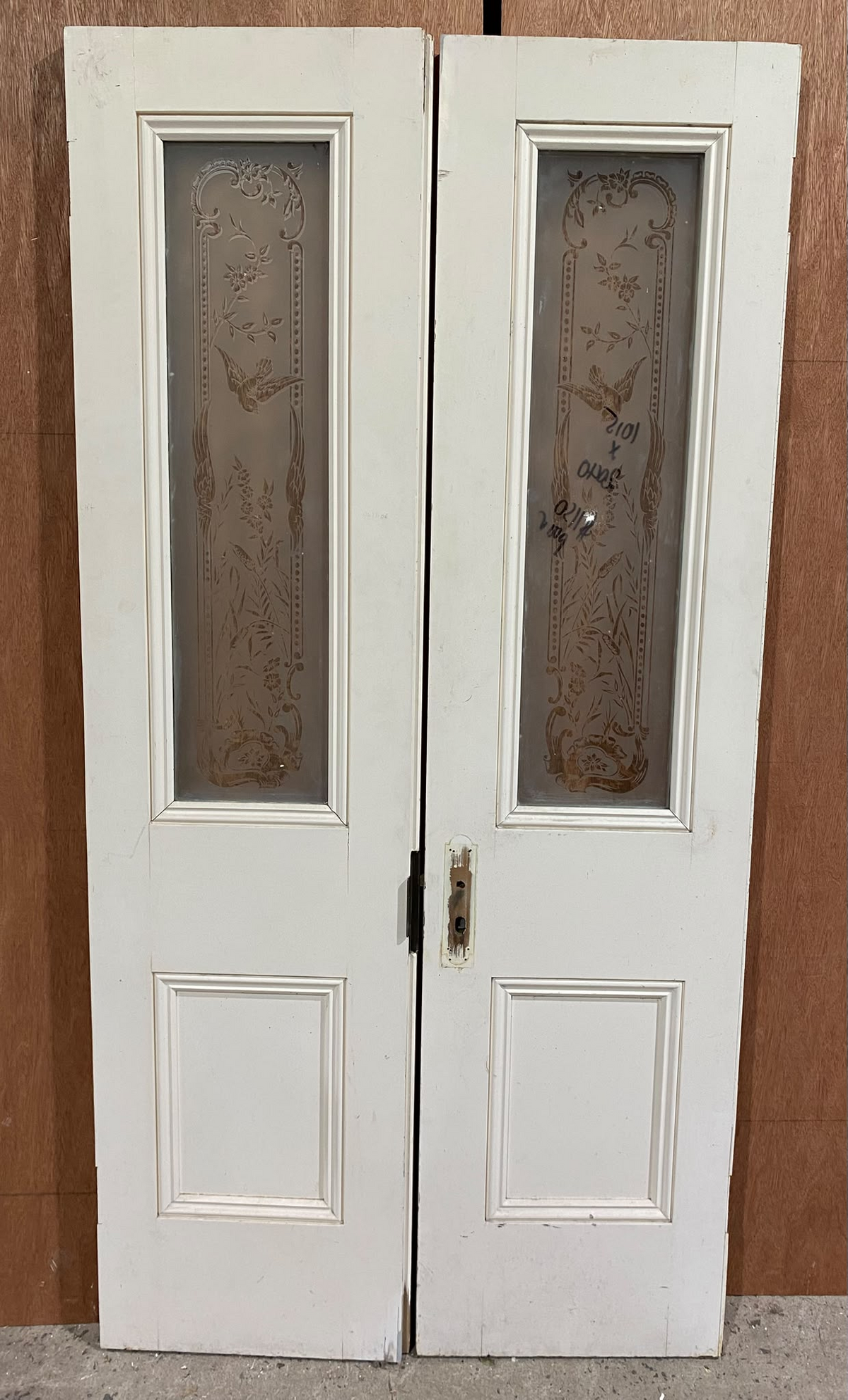 Pair of Internal French Doors with Etched Glass Panels