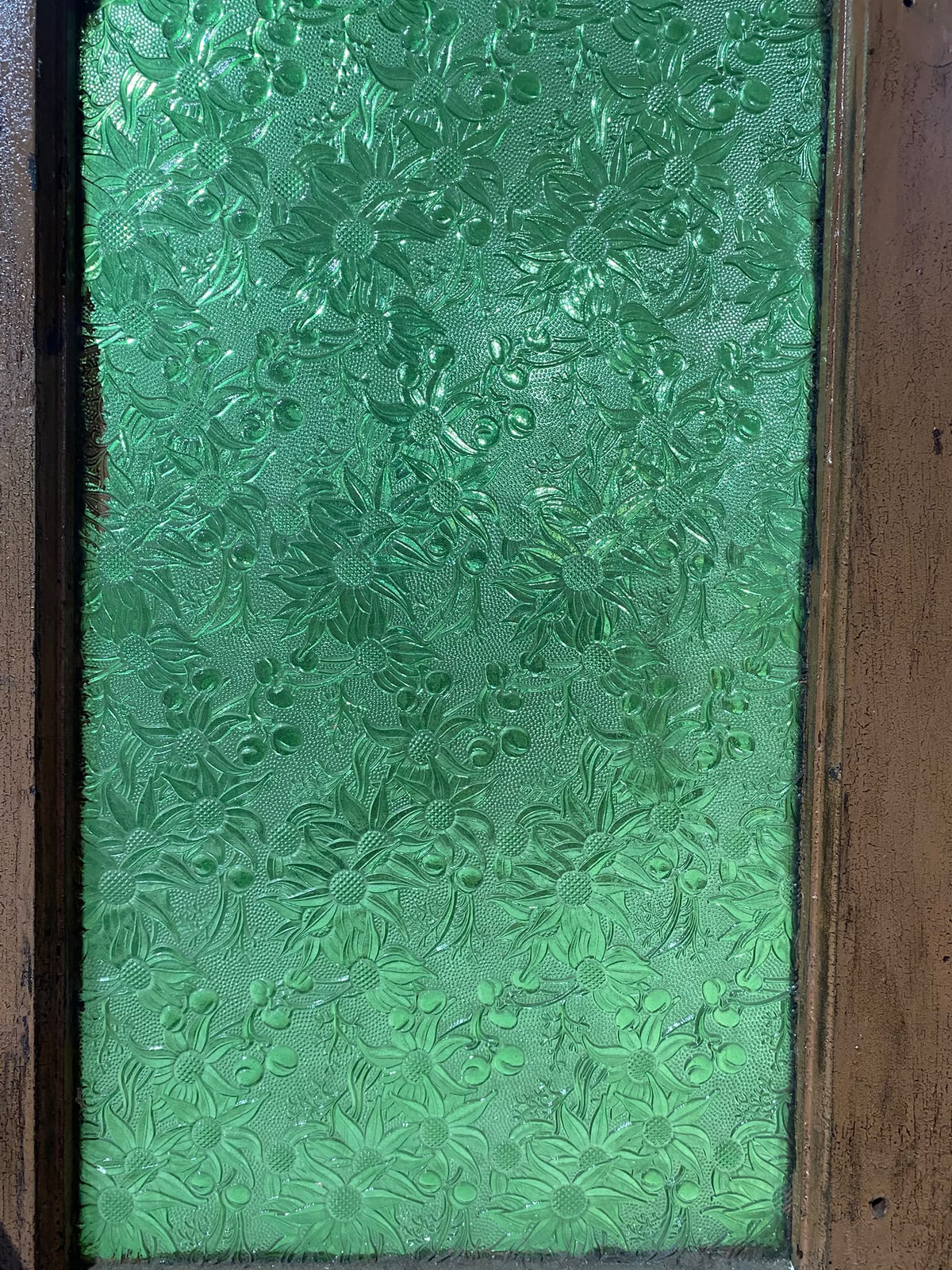 Pair of French Doors with Green Flannel Flower Glass