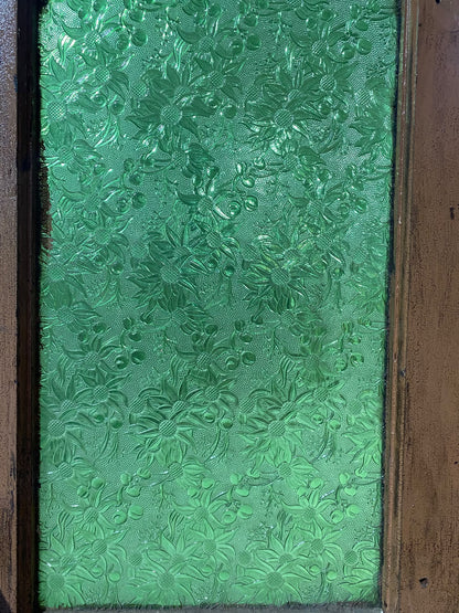 Pair of French Doors with Green Flannel Flower Glass