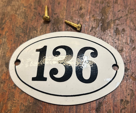 Classic Oval Enamel House Numbers (Aluminium) - 136