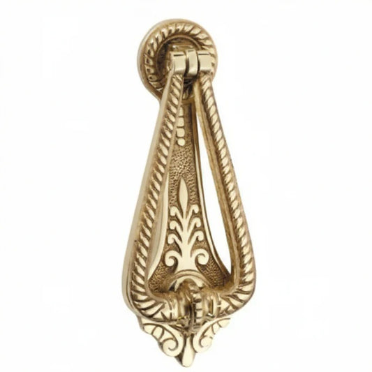 Traditional teardrop-shaped Edwardian door knocker hardware 