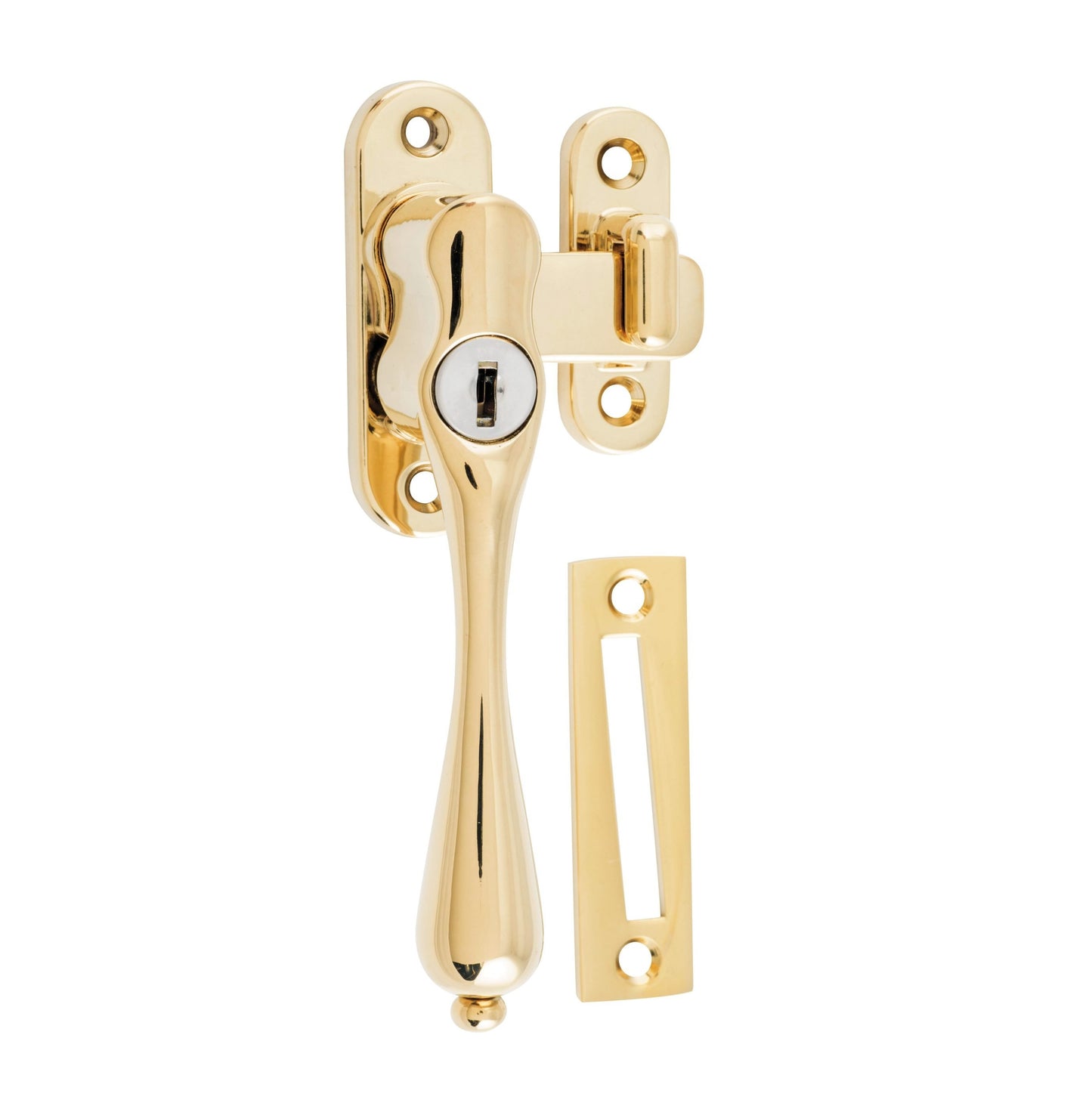 Locking Casement Fastener - Left Hand - Anti-Tarnish Brass