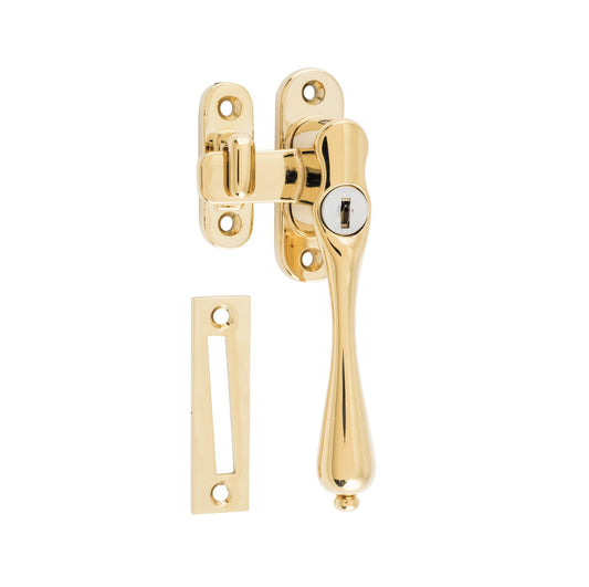 Locking Casement Fastener - Right Hand - Anti-Tarnish Brass