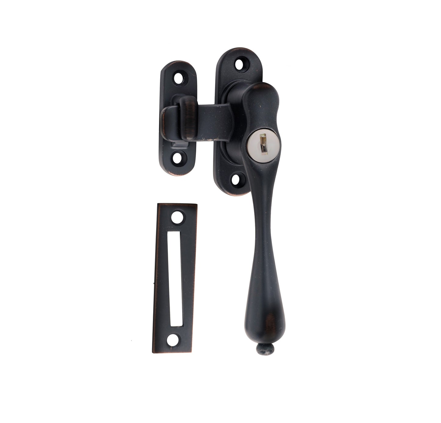 Locking Casement Fastener - Left Hand - Antique Copper