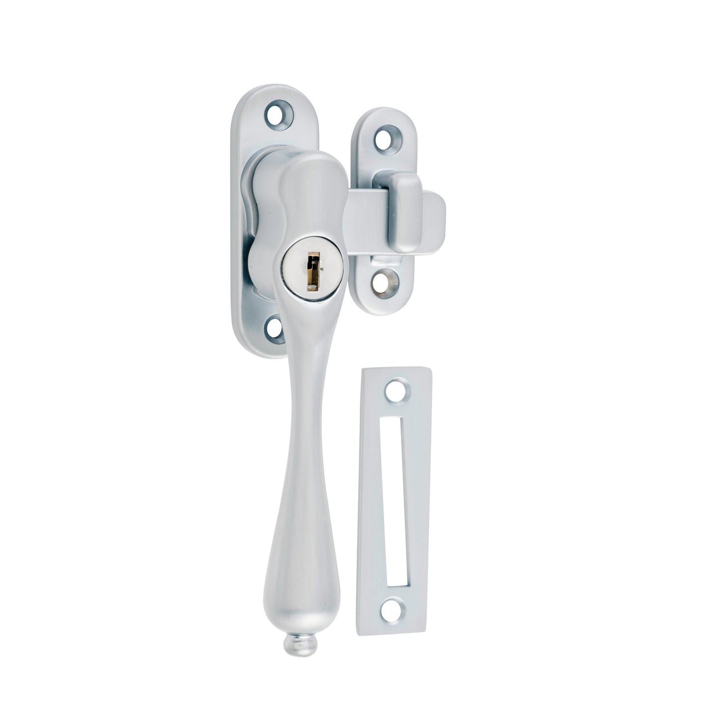 Locking Casement Fastener - Left Hand - Satin Chrome