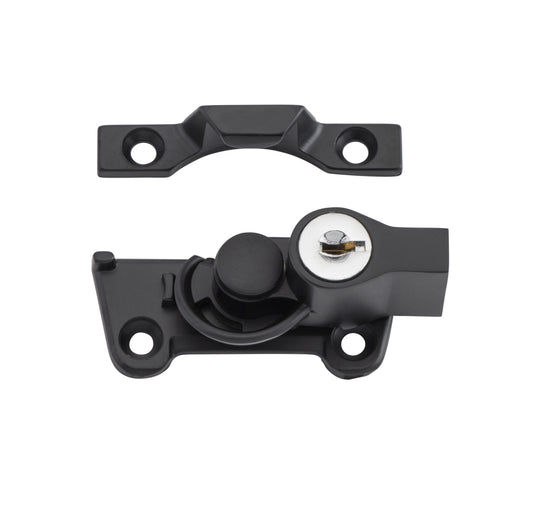 Wide Base Key Operated Locking Sash Fastener - Matt Black