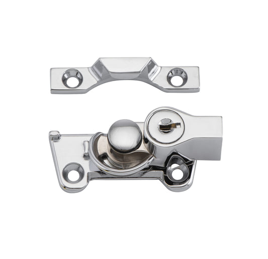 Wide Base Key Operated Locking Sash Fastener - Chrome Plated