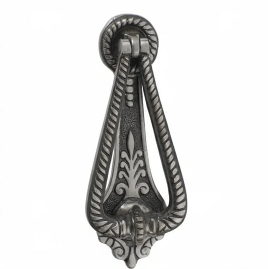 Traditional teardrop-shaped Edwardian door knocker hardware 