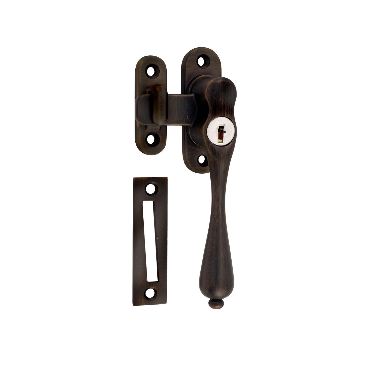 Locking Casement Fastener - Right Hand - Antique Brass