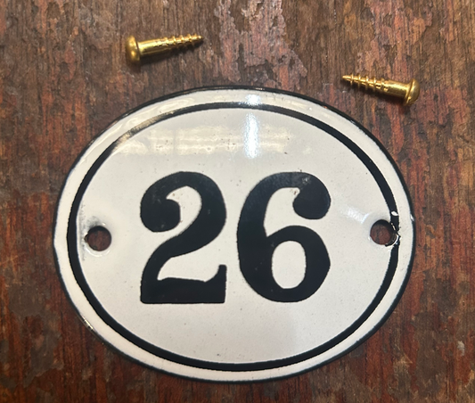 Classic Oval Enamel House Number (Steel) - 26