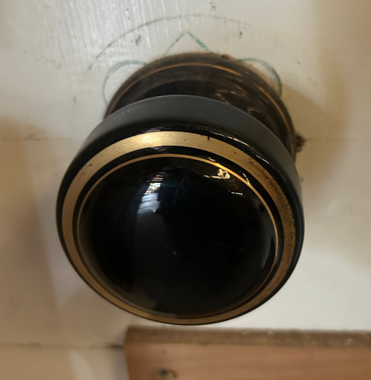 Black Porcelain Door Knob with Gold Band