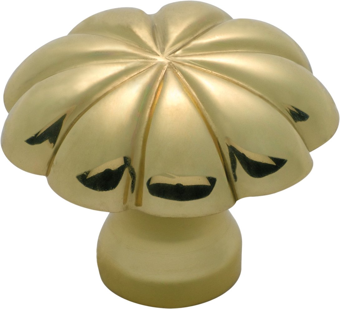 Fluted Cupboard Knob - Polished Brass