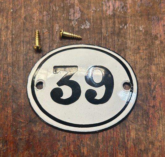 Classic Oval Enamel House Number (Steel) - 39