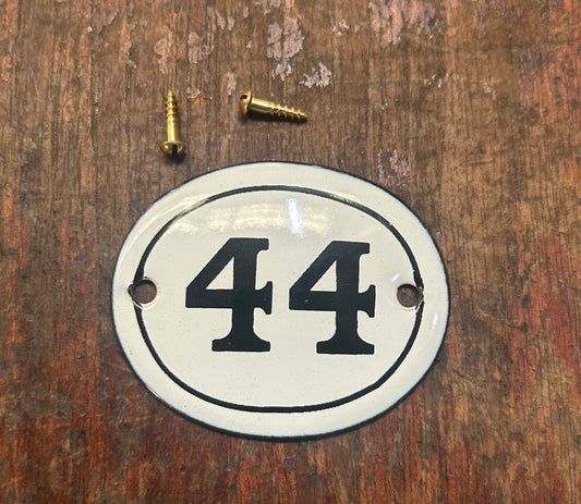 Classic Oval Enamel House Number (Steel) - 44