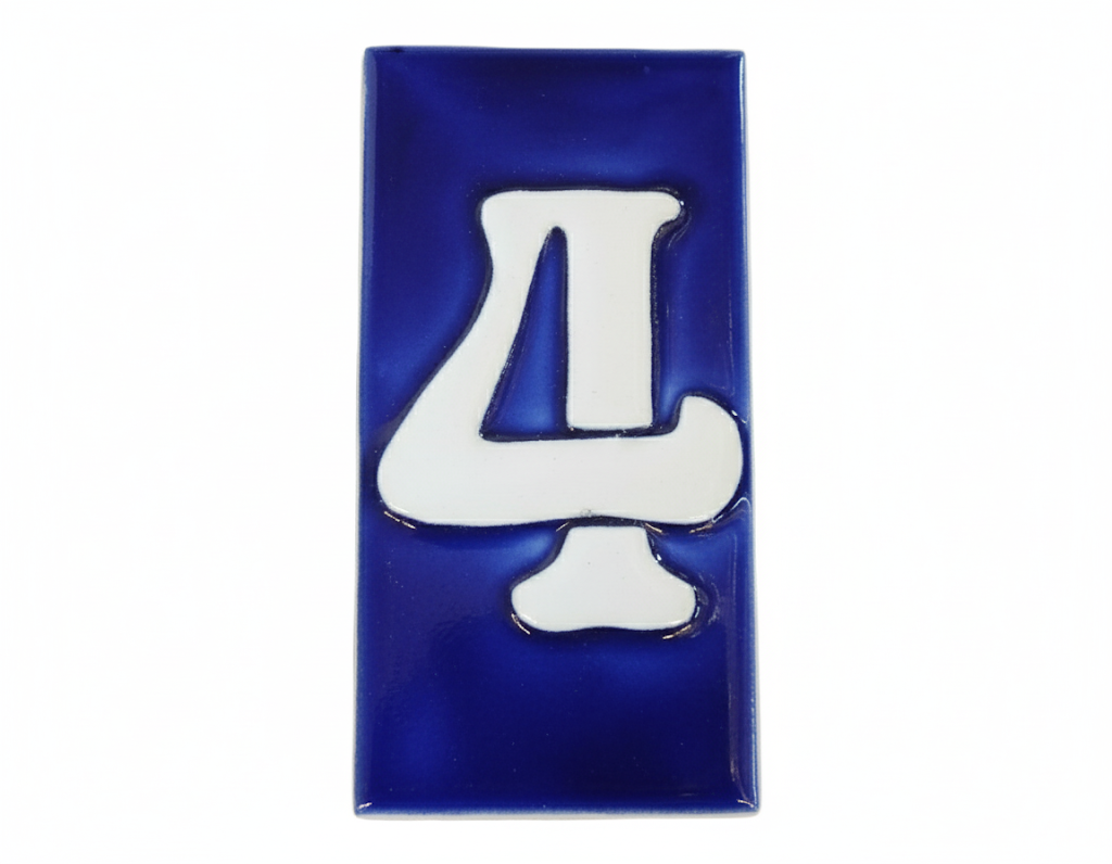 Number 4 - French Style Blue and White Numbers