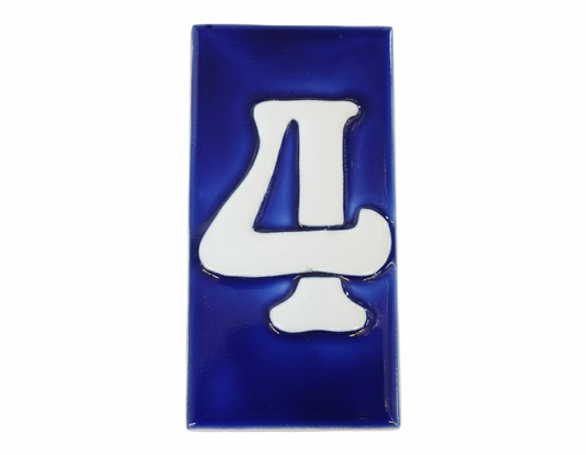 Number 4 - French Style Blue and White Numbers