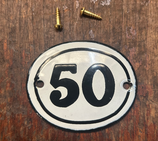 Classic Oval Enamel House Number (Steel) - 50