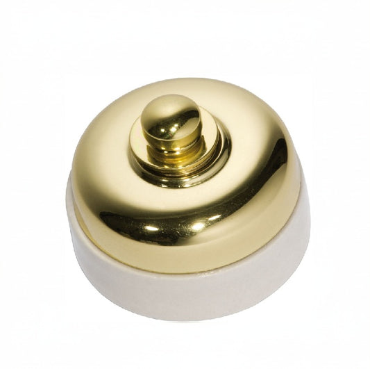 Porcelain Base LED Dimmer Polished Brass New Sydney