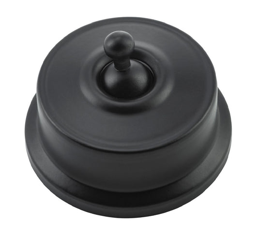 Close-up of a Federation Light Switch with a square or rectangular plate and a decorative edge, featuring a classic toggle or dolly switch, shown in a heritage metal finish.