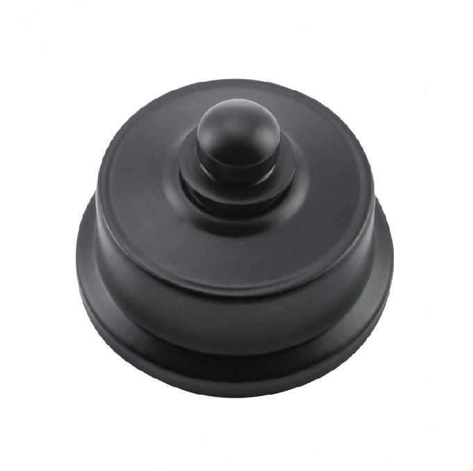 Federation-style LED dimmer switch in a variety of metal finishes (e.g., brass, chrome, black) with a decorative base plate, designed for use with energy-efficient LED lighting.