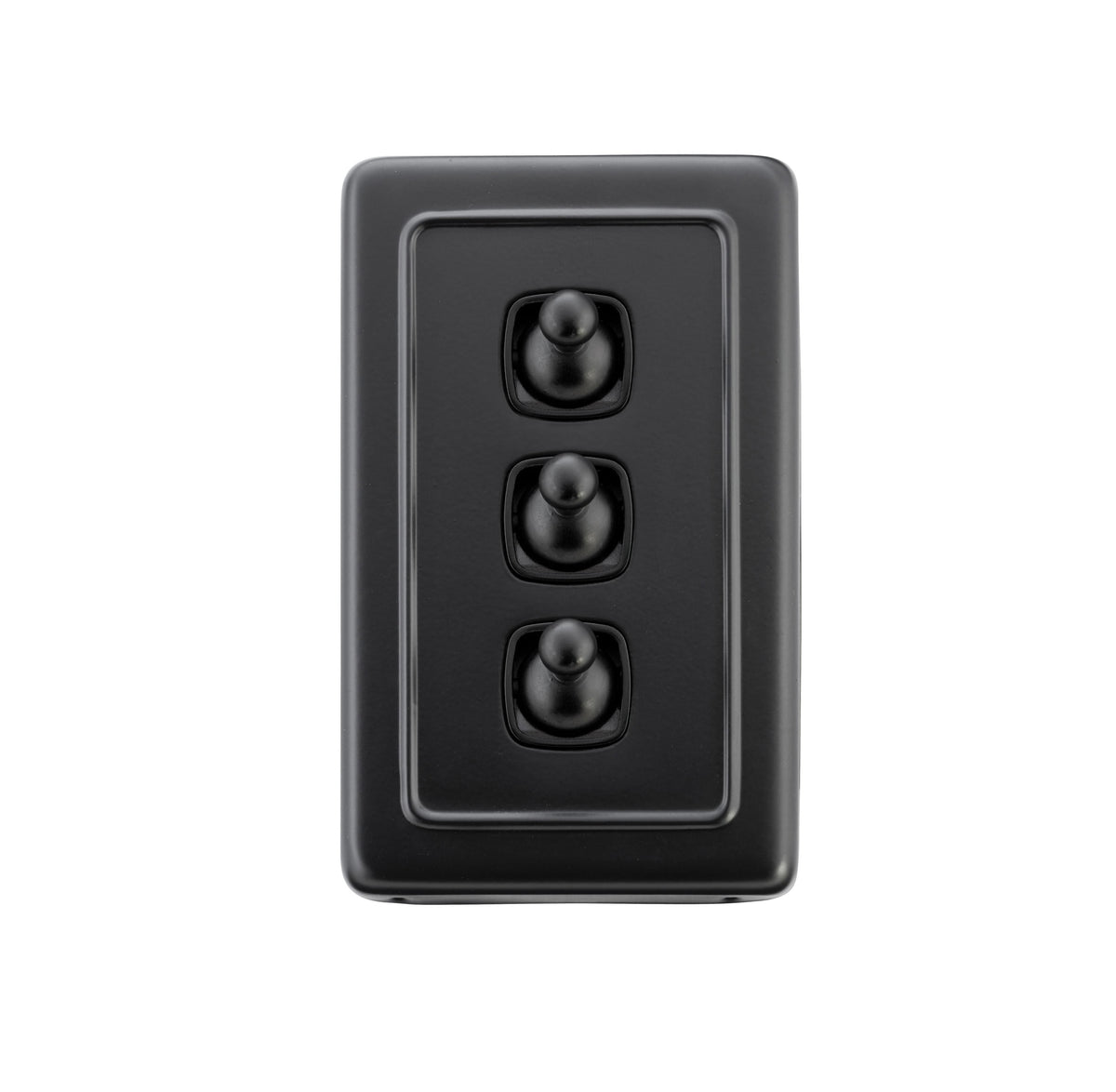3 Gang Flat Plate Toggle Switches – W72mm - Matt Black