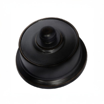 Federation-style LED dimmer switch in a variety of metal finishes (e.g., brass, chrome, black) with a decorative base plate, designed for use with energy-efficient LED lighting.