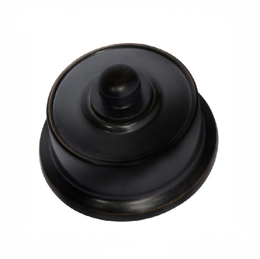 Federation-style LED dimmer switch in a variety of metal finishes (e.g., brass, chrome, black) with a decorative base plate, designed for use with energy-efficient LED lighting.