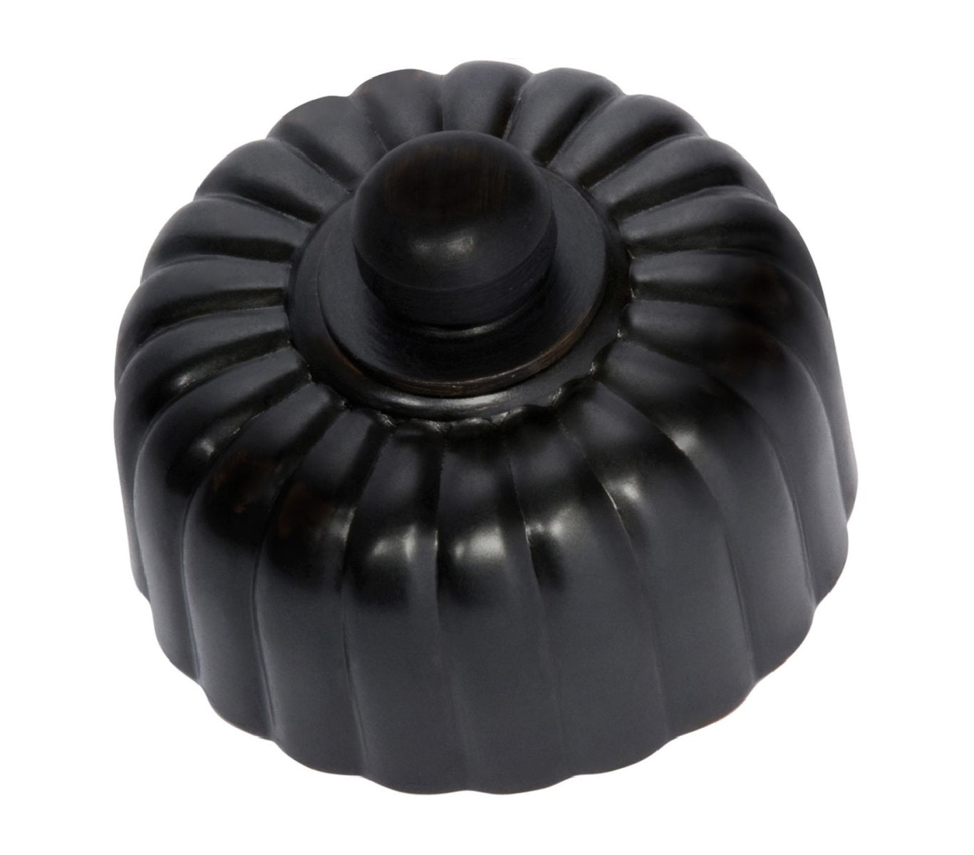 Close-up of a Fluted LED Dimmer switch with a textured, ridged knob and circular base plate, shown in a polished metal finish (e.g., polished brass or chrome).