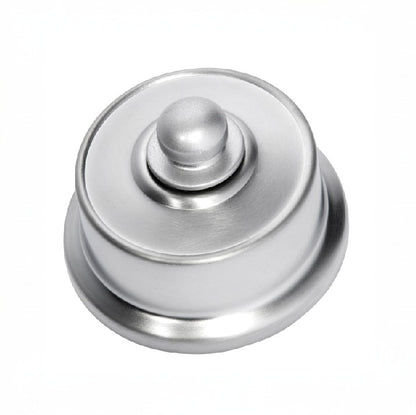 Federation-style LED dimmer switch in a variety of metal finishes (e.g., brass, chrome, black) with a decorative base plate, designed for use with energy-efficient LED lighting.