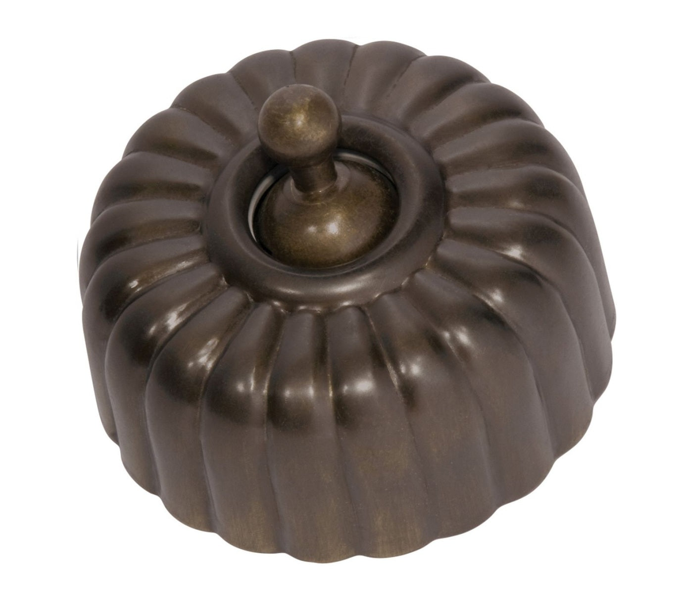 Close-up of a Fluted Light Switch wall plate and dolly switch, distinguished by its unique vertical ridged/ribbed design and presented in a polished or brushed metal finish.