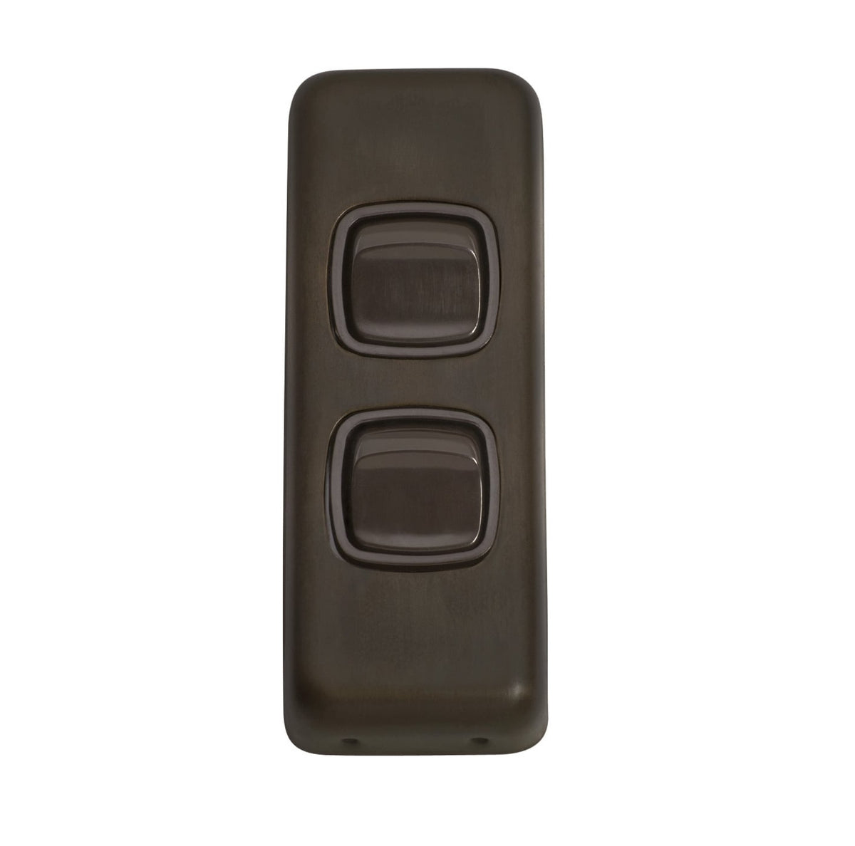 2 Gang Flat Plate Rocker Switches – W30mm - Satin Chrome