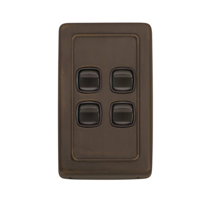 4 Gang Flat Plate Rocker Switches – W72mm