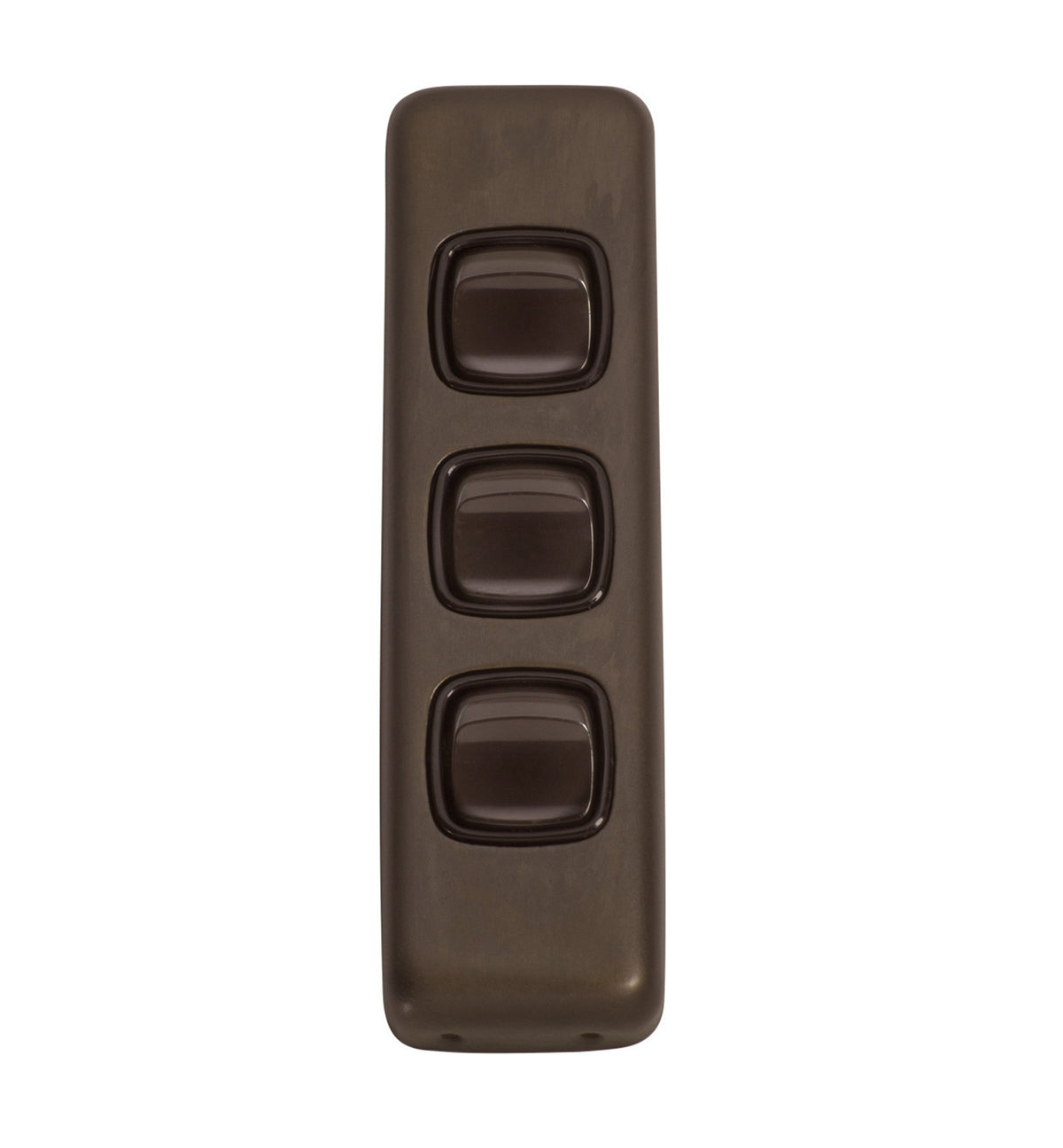 3 Gang Flat Plate Rocker Switches – W30mm - Antique Brass