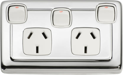 Gang Flat Plate Rocker Switches with Socket