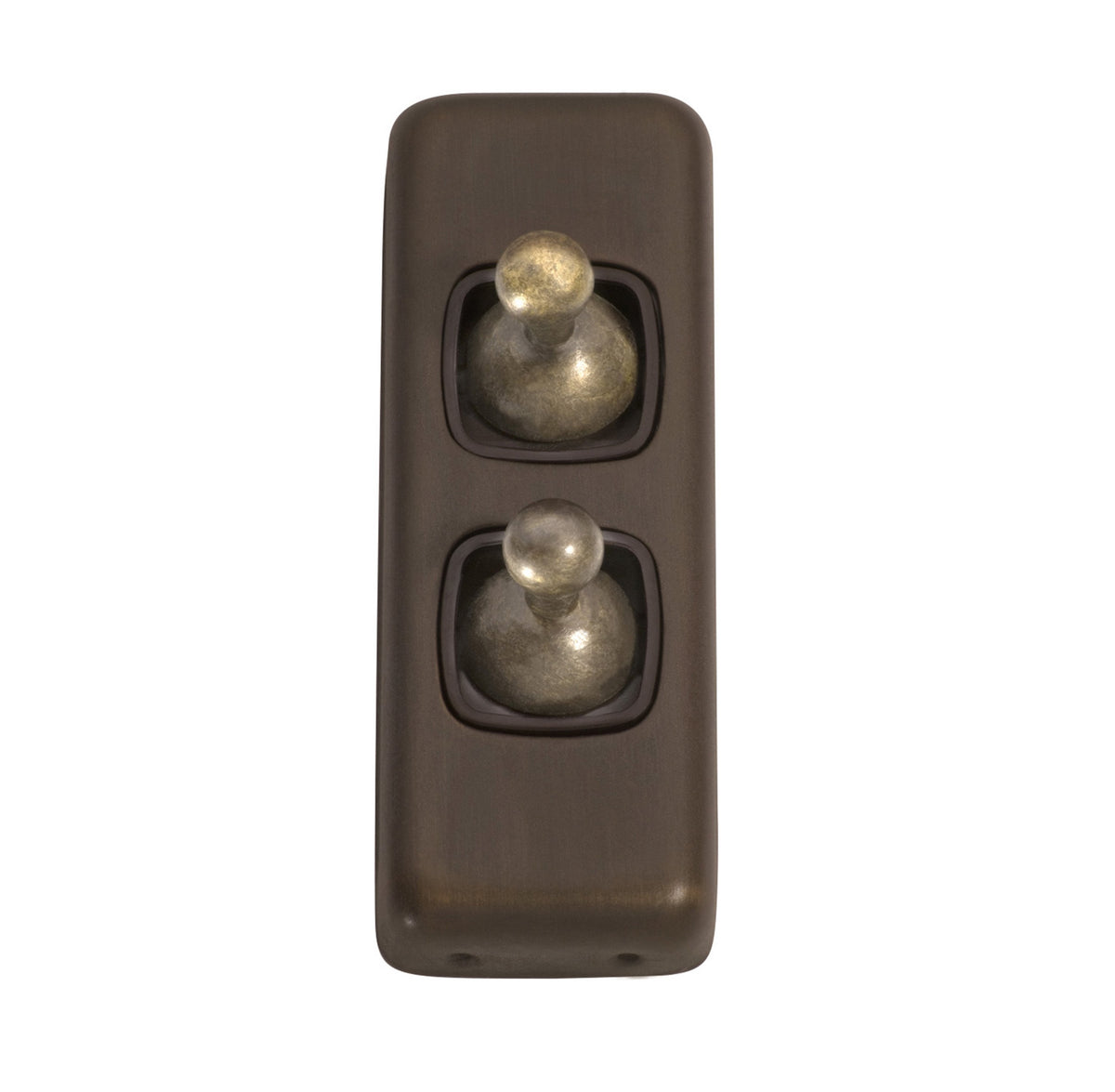 2 Gang Flat Plate Toggle Switches – W30mm - Antique Brass