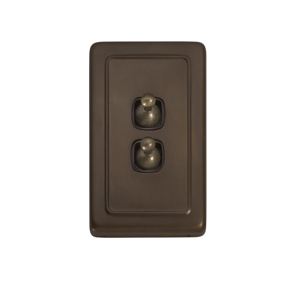 2 Gang Flat Plate Toggle Switches – W72mm - Antique Brass