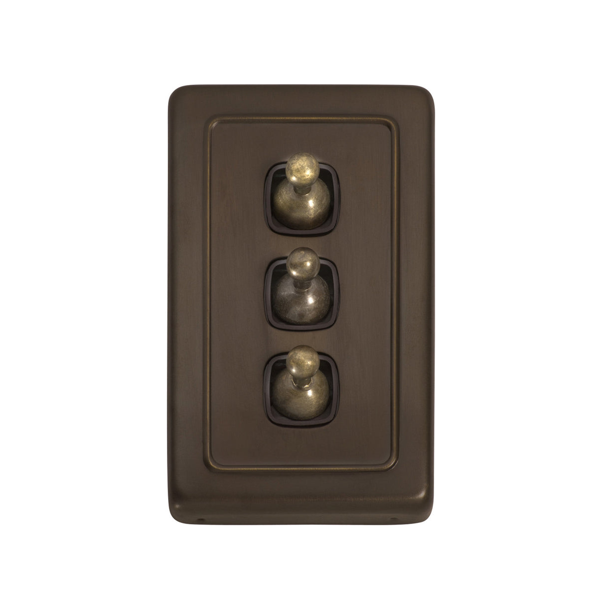 3 Gang Flat Plate Toggle Switches – W72mm - Antique Brass