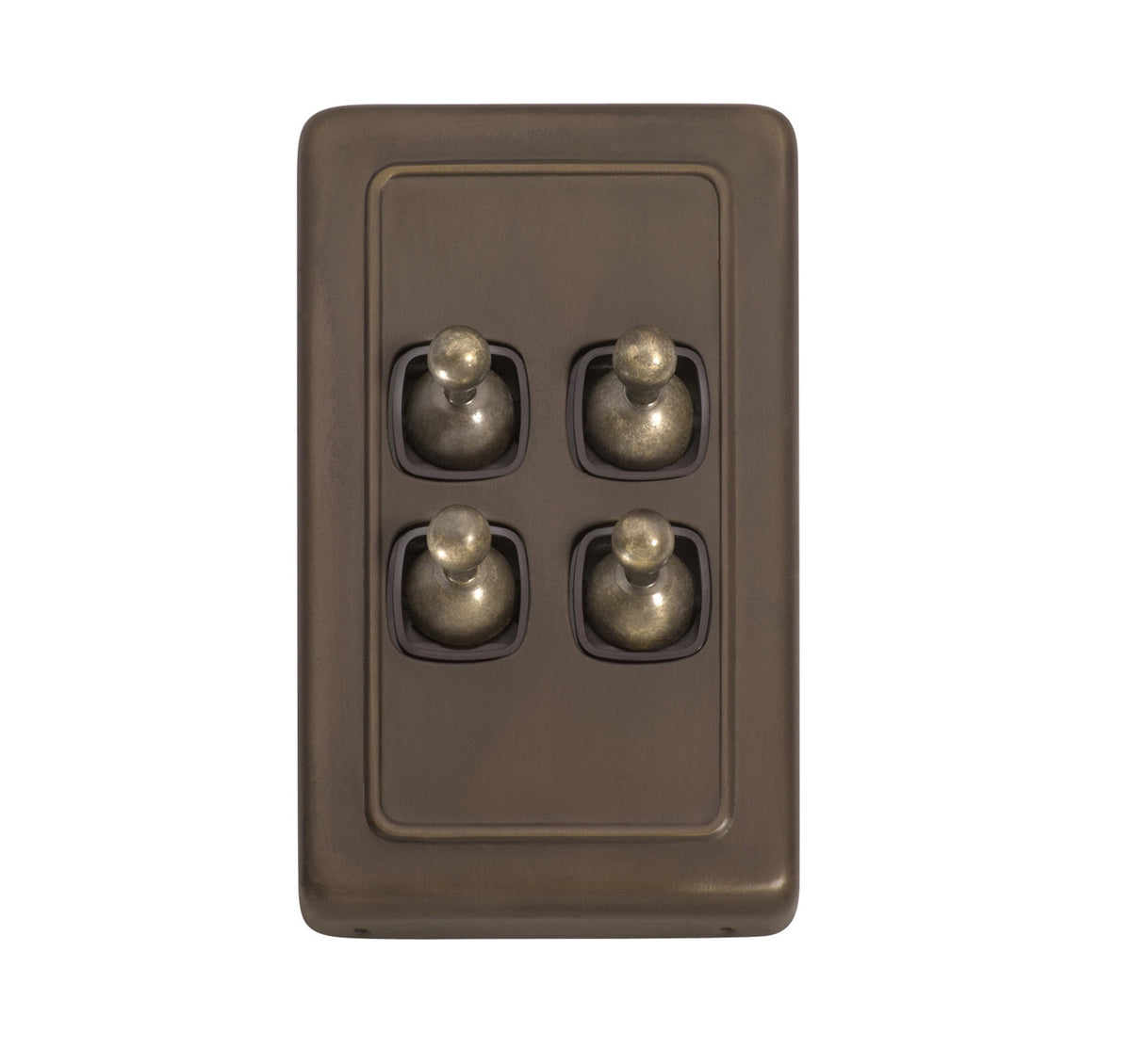 4 Gang Flat Plate Rocker Switches – W72mm - Antique Brass