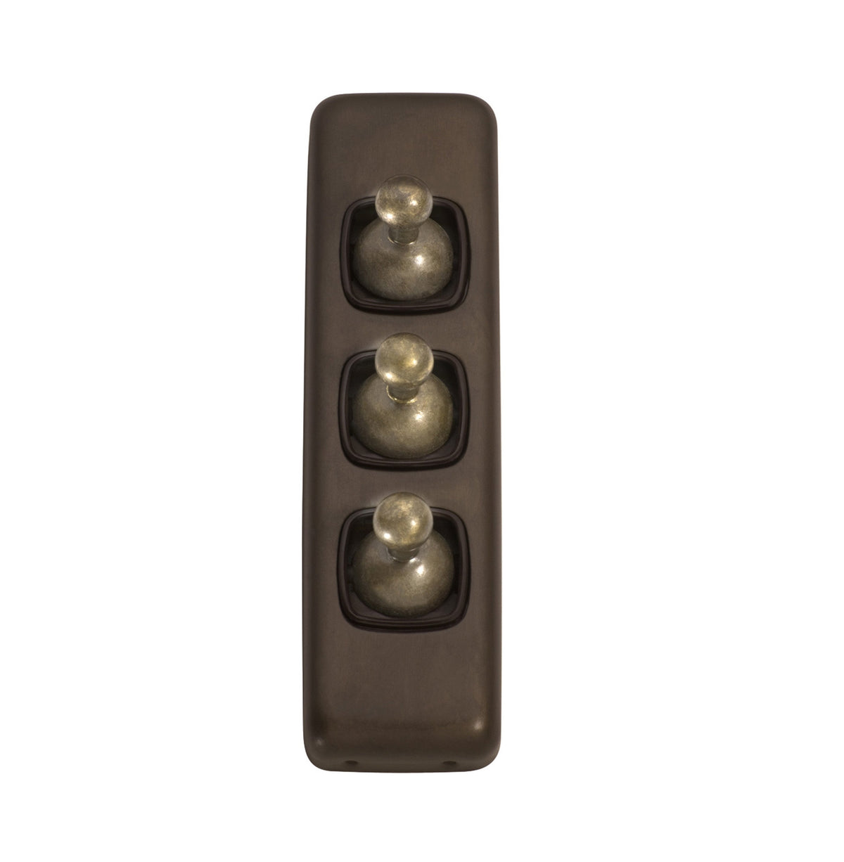 3 Gang Flat Plate Toggle Switches – W30mm - Antique Brass