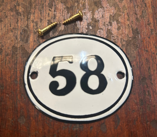 Classic Oval Enamel House Number (Steel) - 58