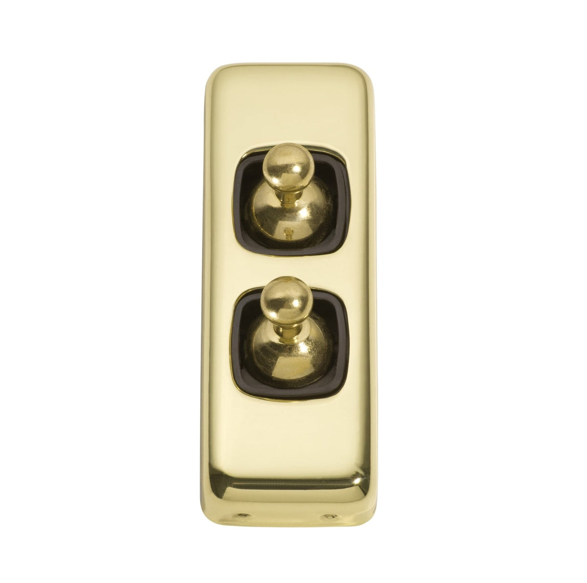 2 Gang Flat Plate Toggle Switches – W30mm - Polished Brass