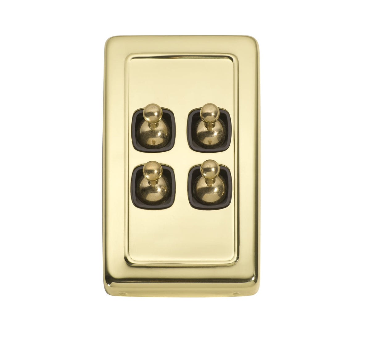 4 Gang Flat Plate Toggle Switches – W72mm - Polished Brass