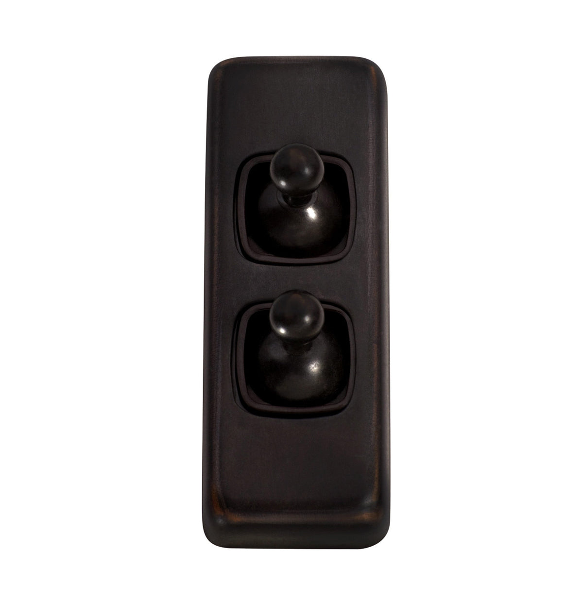 2 Gang Flat Plate Toggle Switches – W30mm - Antique Copper