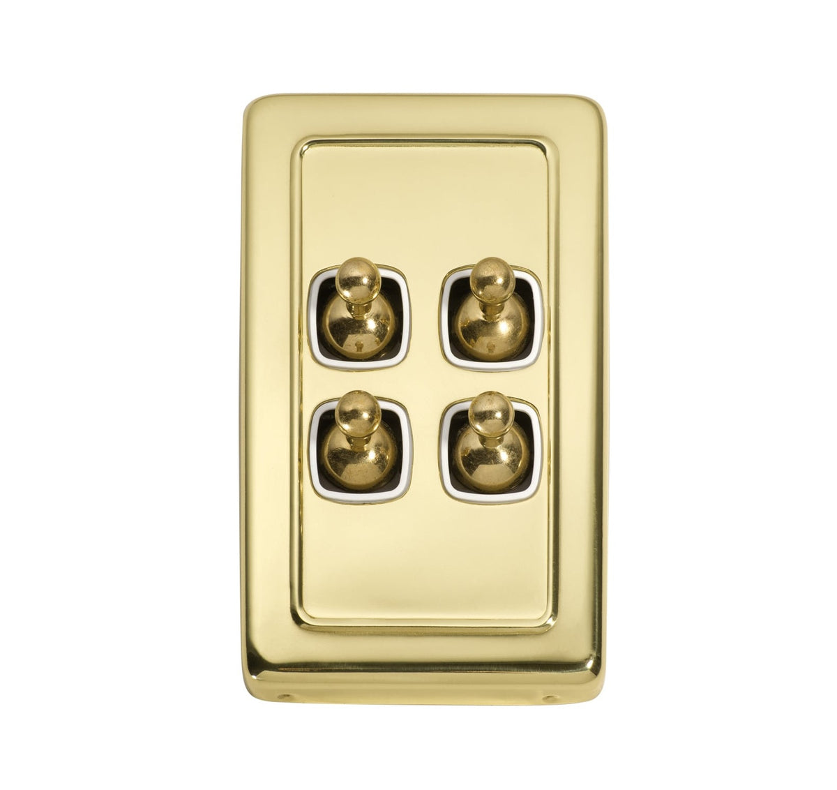 4 Gang Flat Plate Toggle Switches – W72mm - Polished Brass