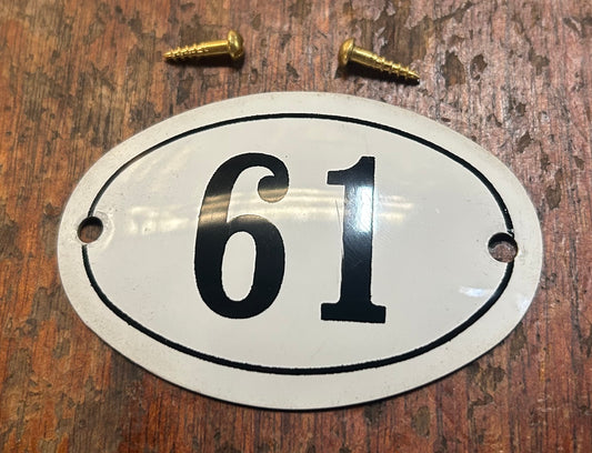 Classic Oval Enamel House Numbers (Aluminium) - 61