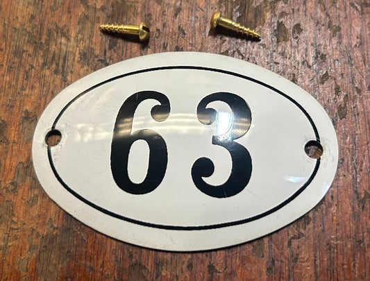 Classic Oval Enamel House Numbers (Aluminium) - 63