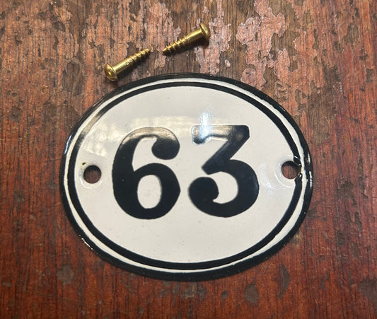Classic Oval Enamel House Number (Steel) - 63