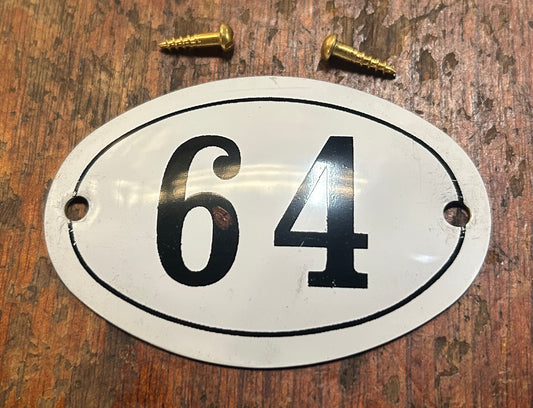 Classic Oval Enamel House Numbers (Aluminium) - 64